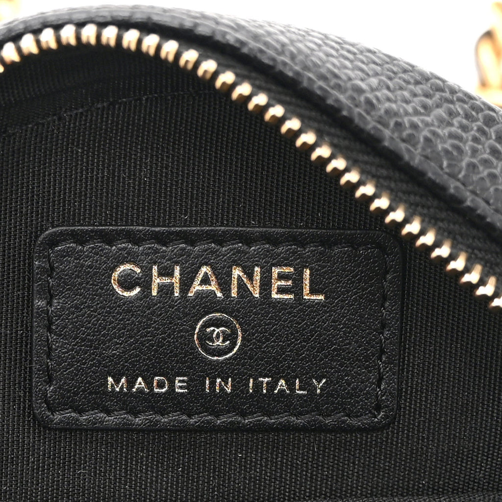 Caviar Quilted Round Filigree Crossbody Black