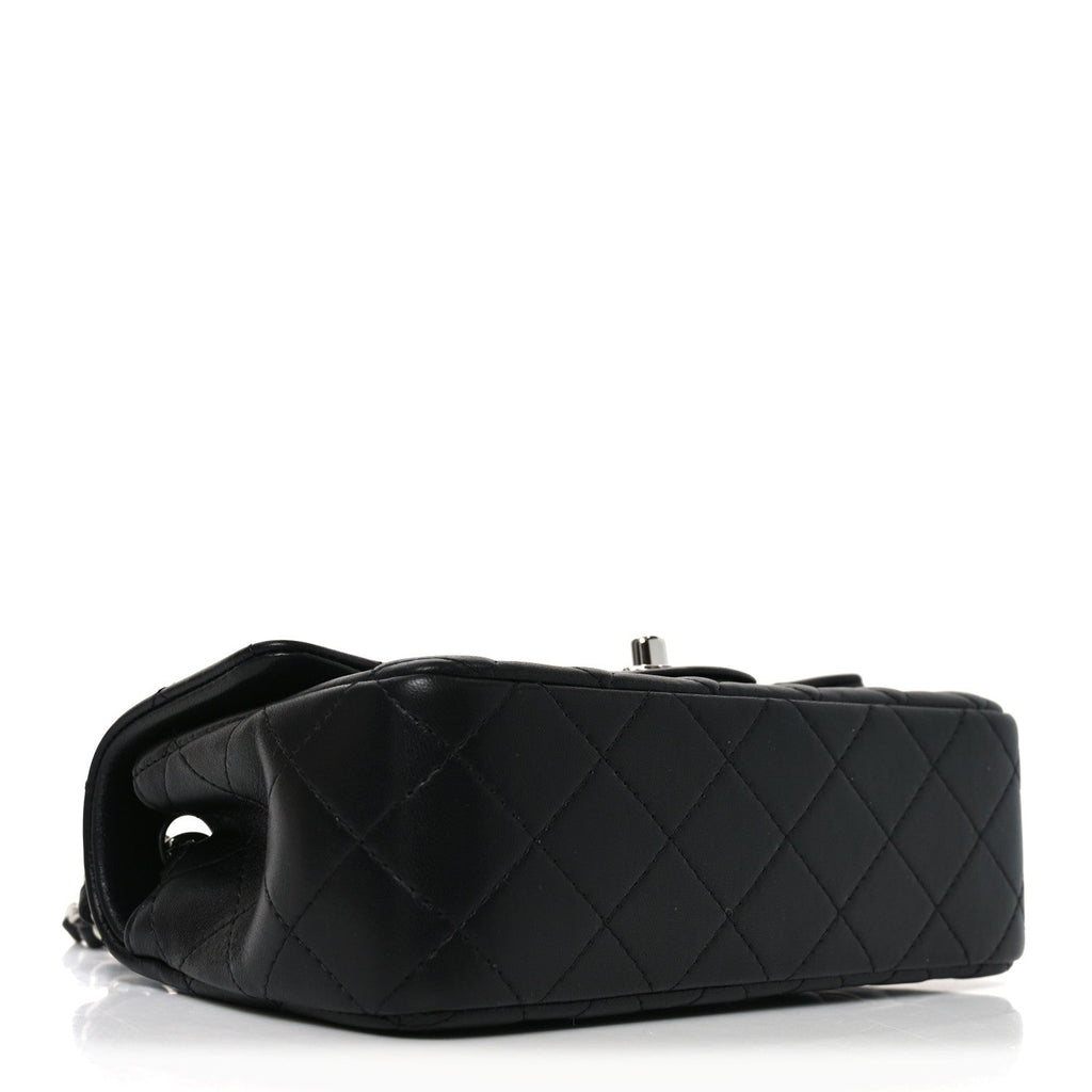Lambskin Quilted Mini Rectangular Flap Black
