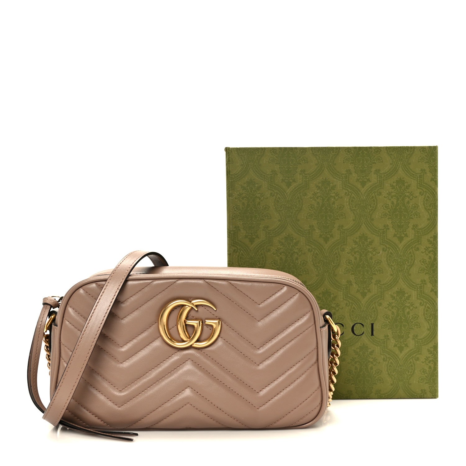 Calfskin Matelasse Small GG Marmont Chain Shoulder Bag Porcelain Rose