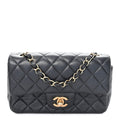 Lambskin Quilted Mini Rectangular Flap Black