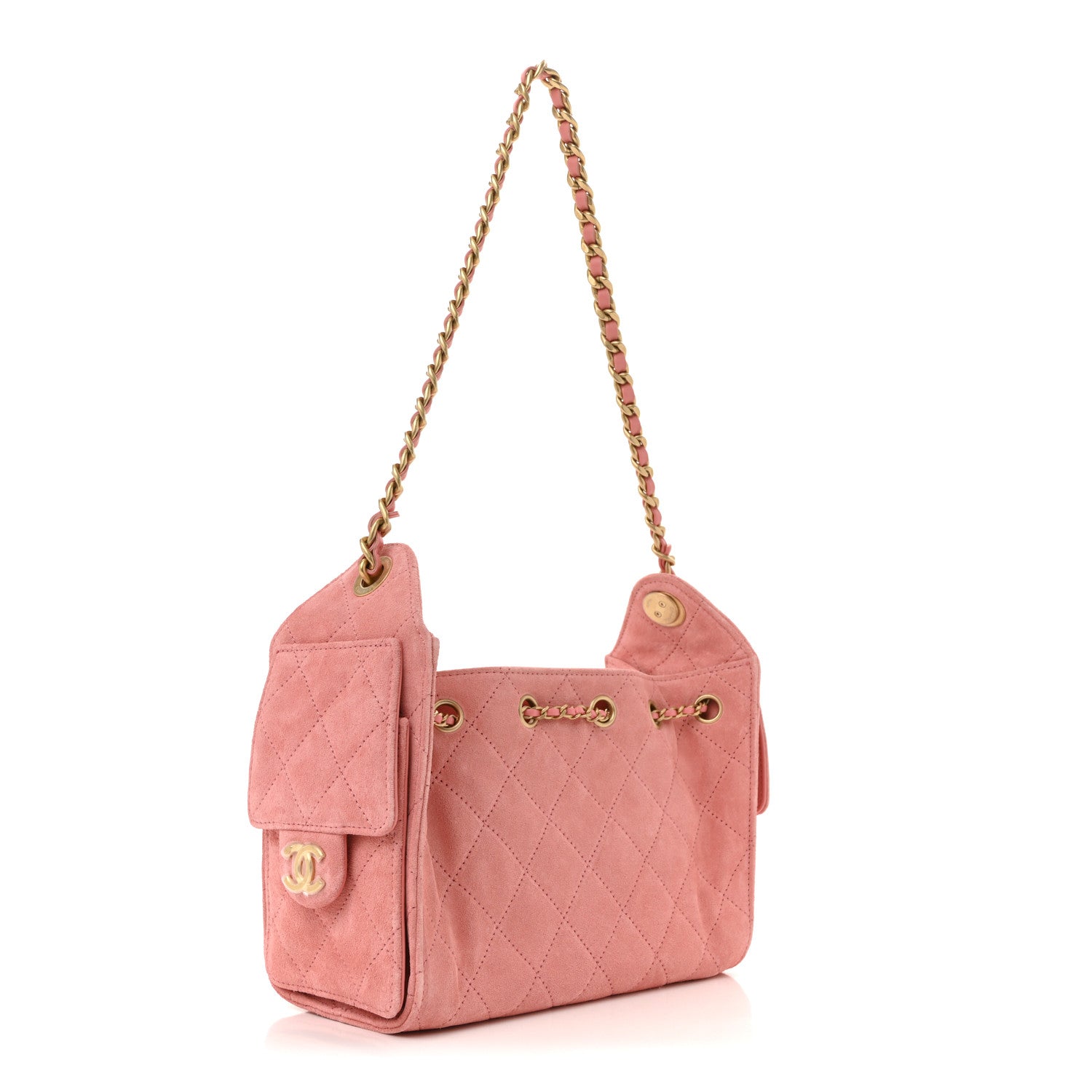 Suede Quilted Mini Chanel 25 Handbag Pink