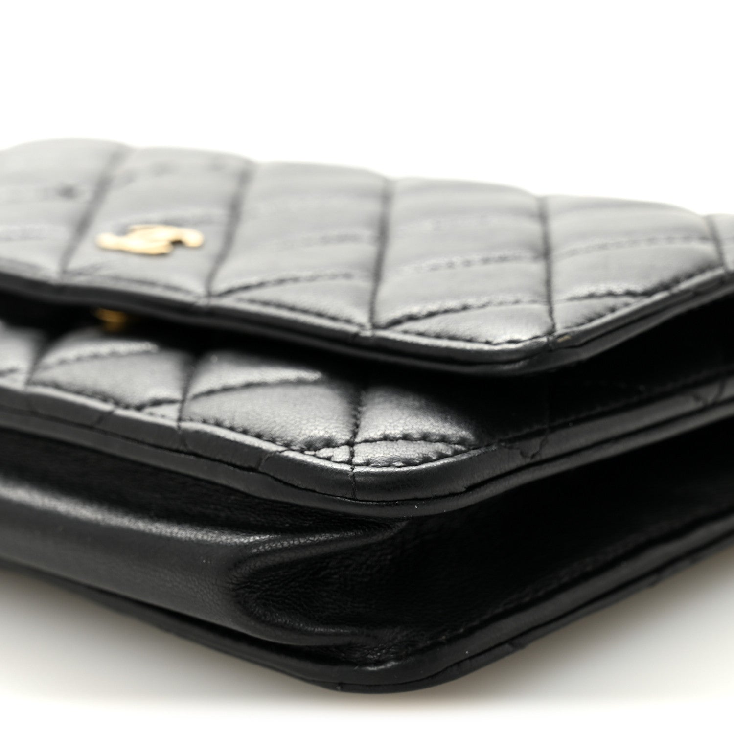 Lambskin Quilted Wallet On Chain WOC Black