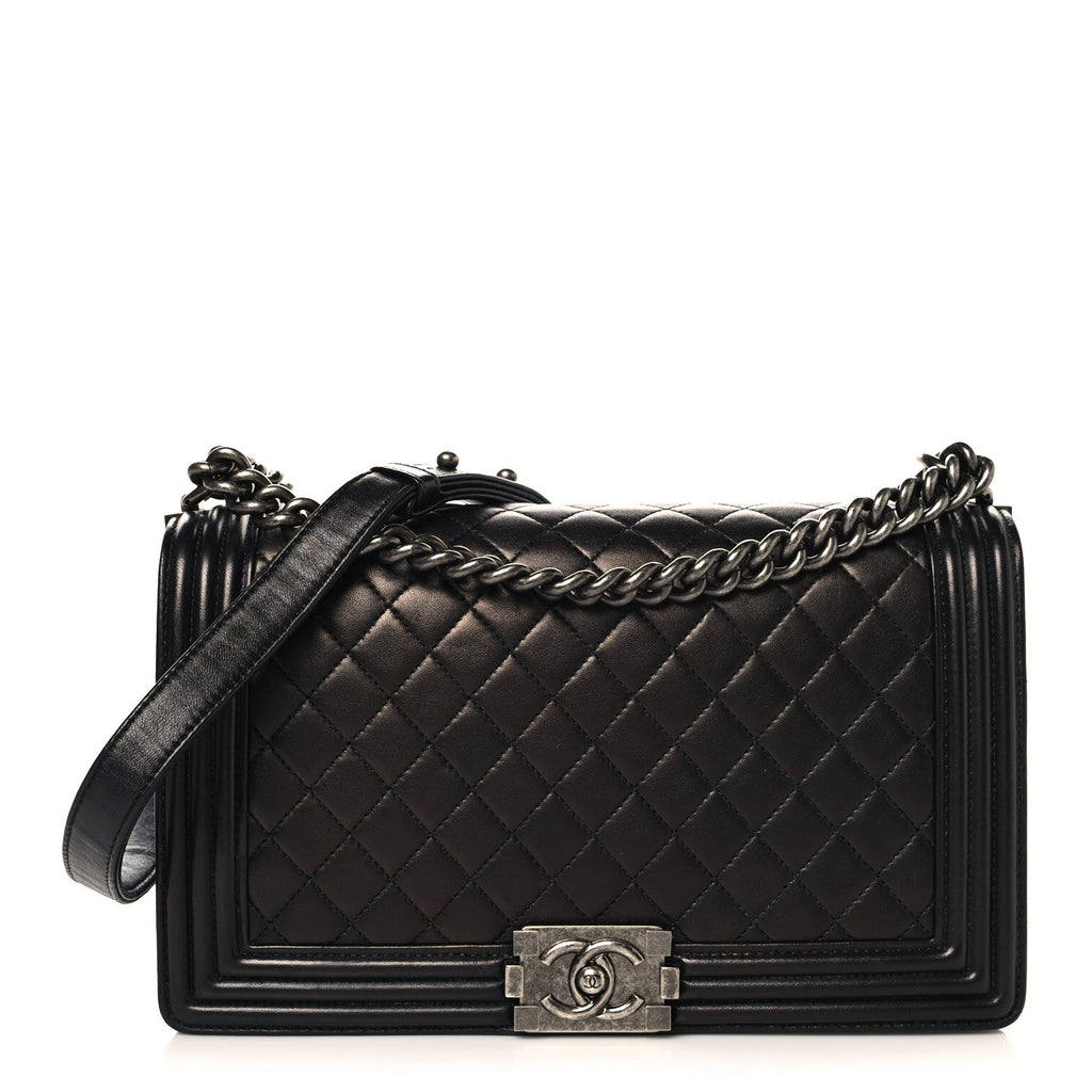 Lambskin Quilted New Medium Boy Flap Black