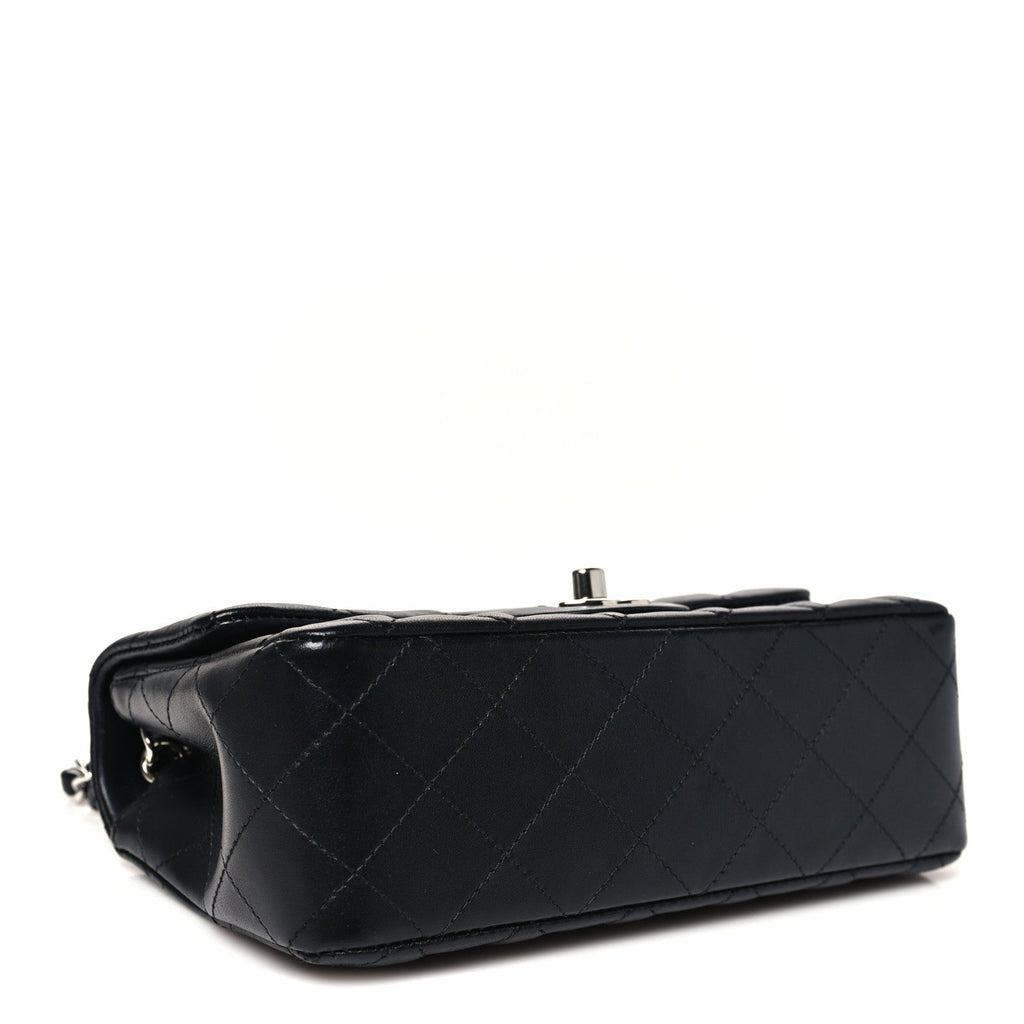 Lambskin Quilted Mini Rectangular Flap Black