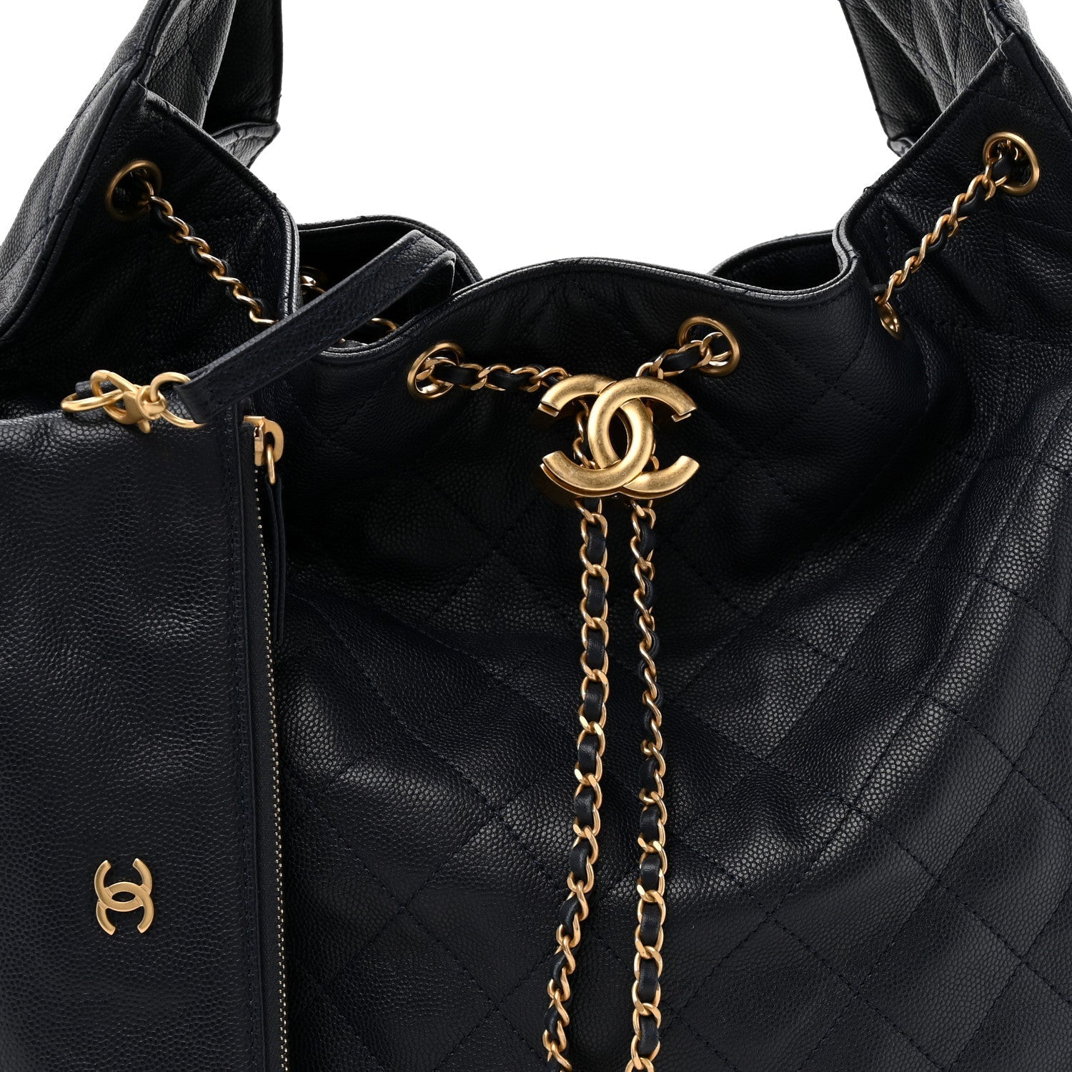 Caviar Quilted Medium Chanel 25 Handbag Dark Navy