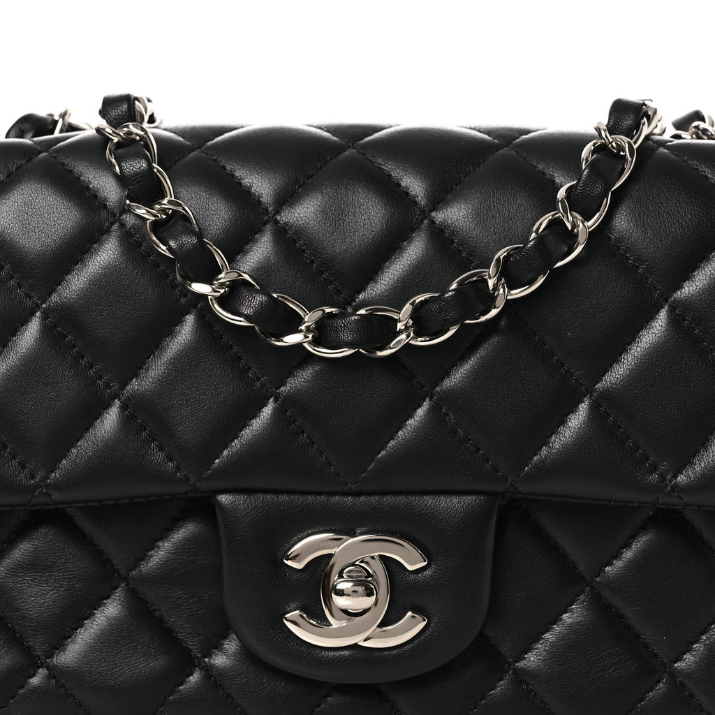 Lambskin Quilted Mini Rectangular Flap Black