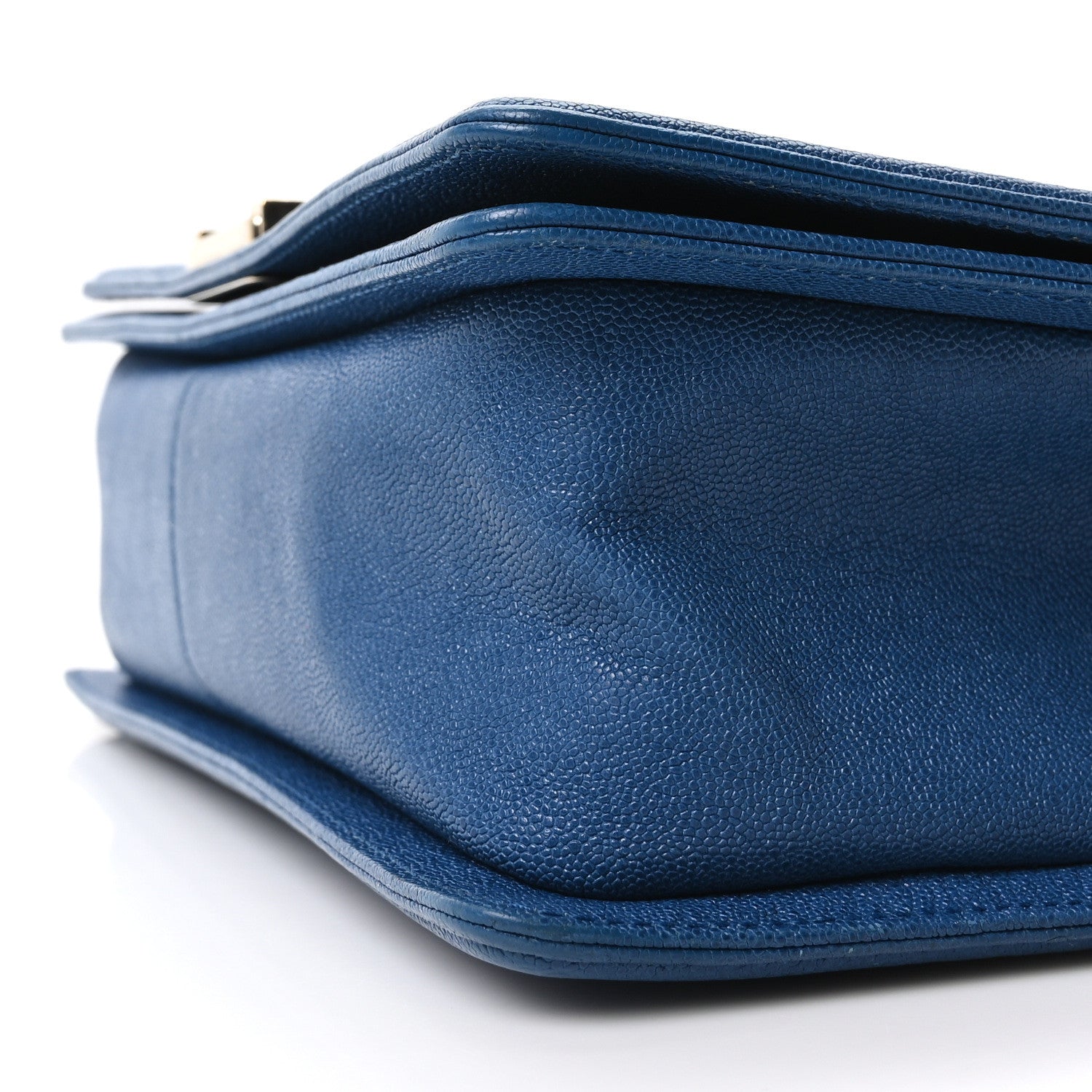 Iridescent Caviar Quilted Medium Boy Flap Dark Blue