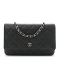 Caviar Quilted Wallet on Chain WOC Black