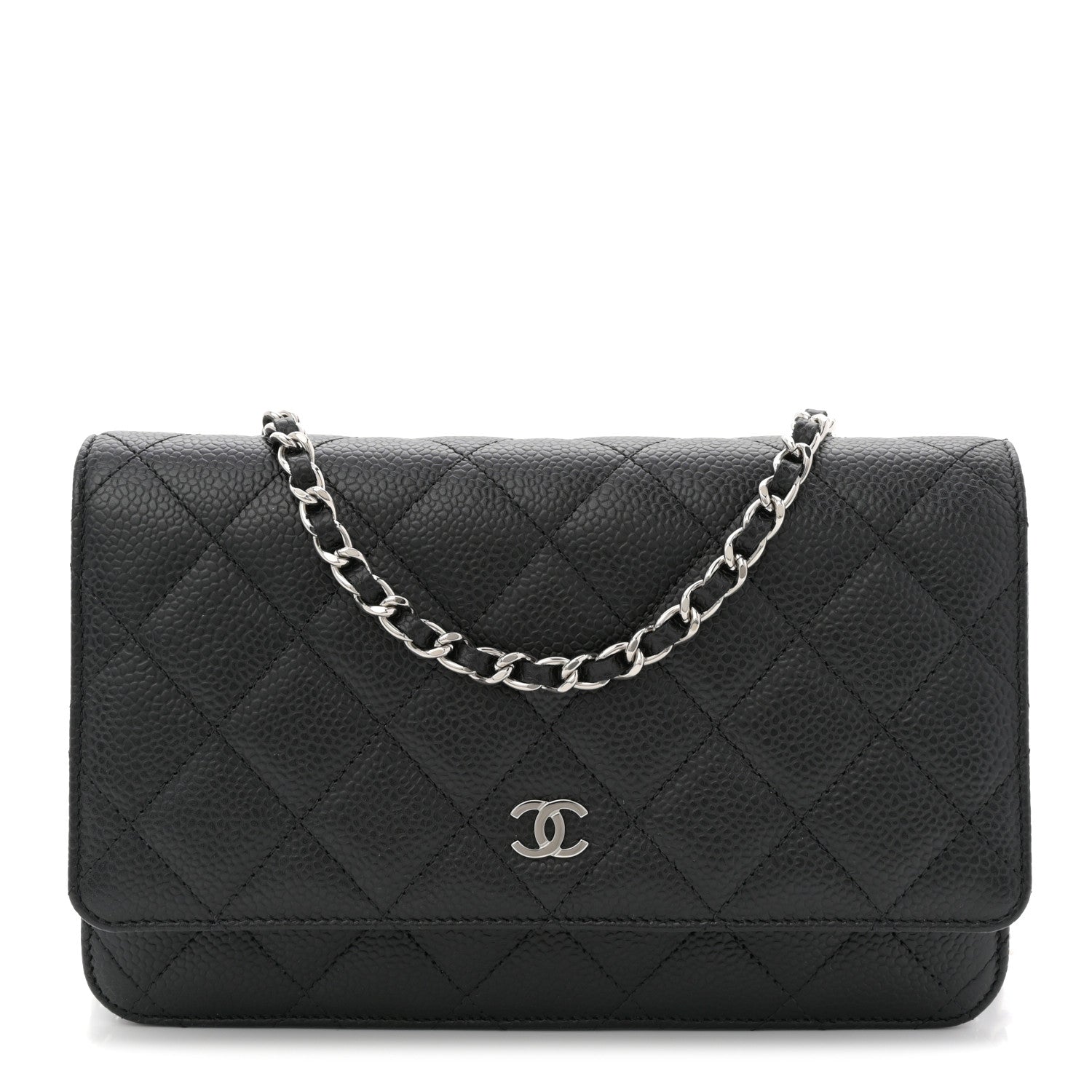 Caviar Quilted Wallet on Chain WOC Black