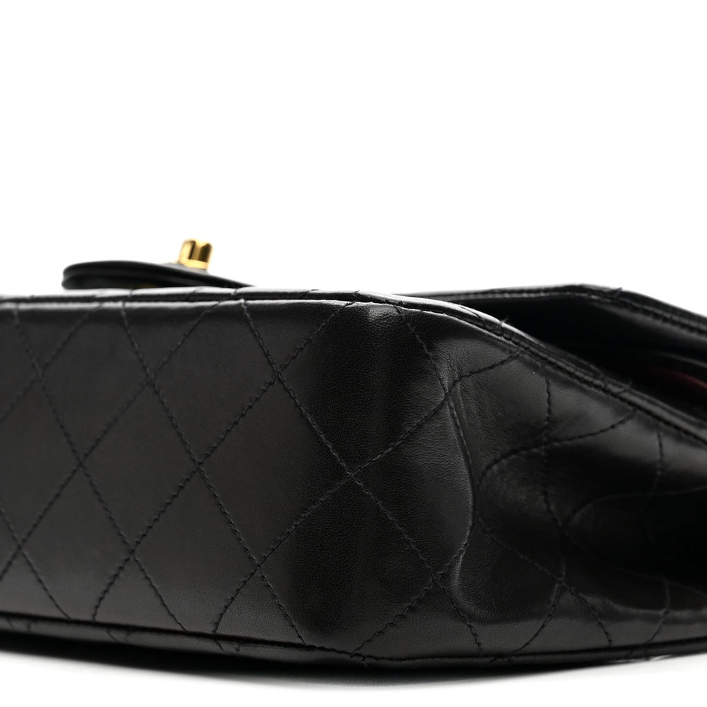 Lambskin Quilted Small Double Flap Black