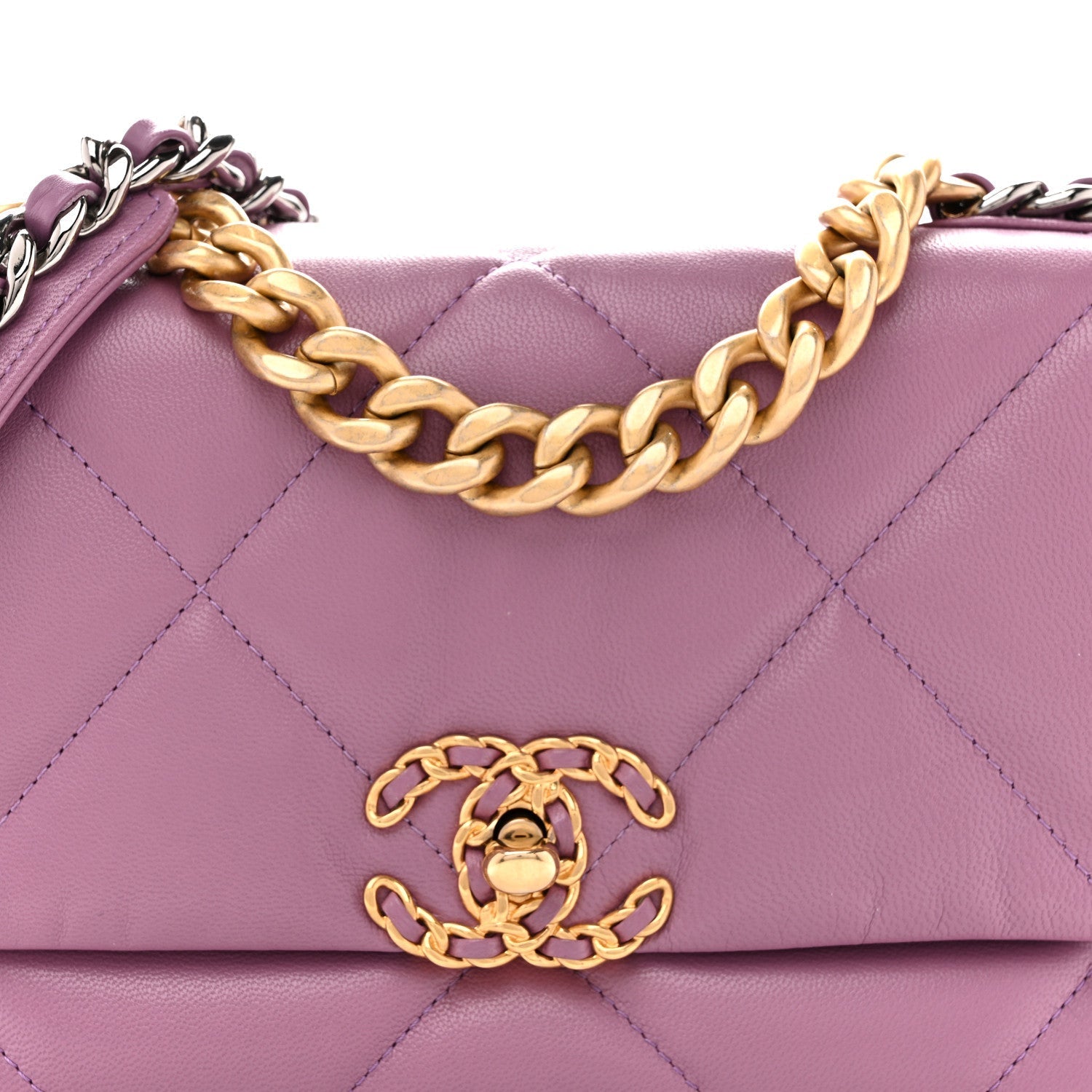 Goatskin Quilted Medium Chanel 19 Flap Purple