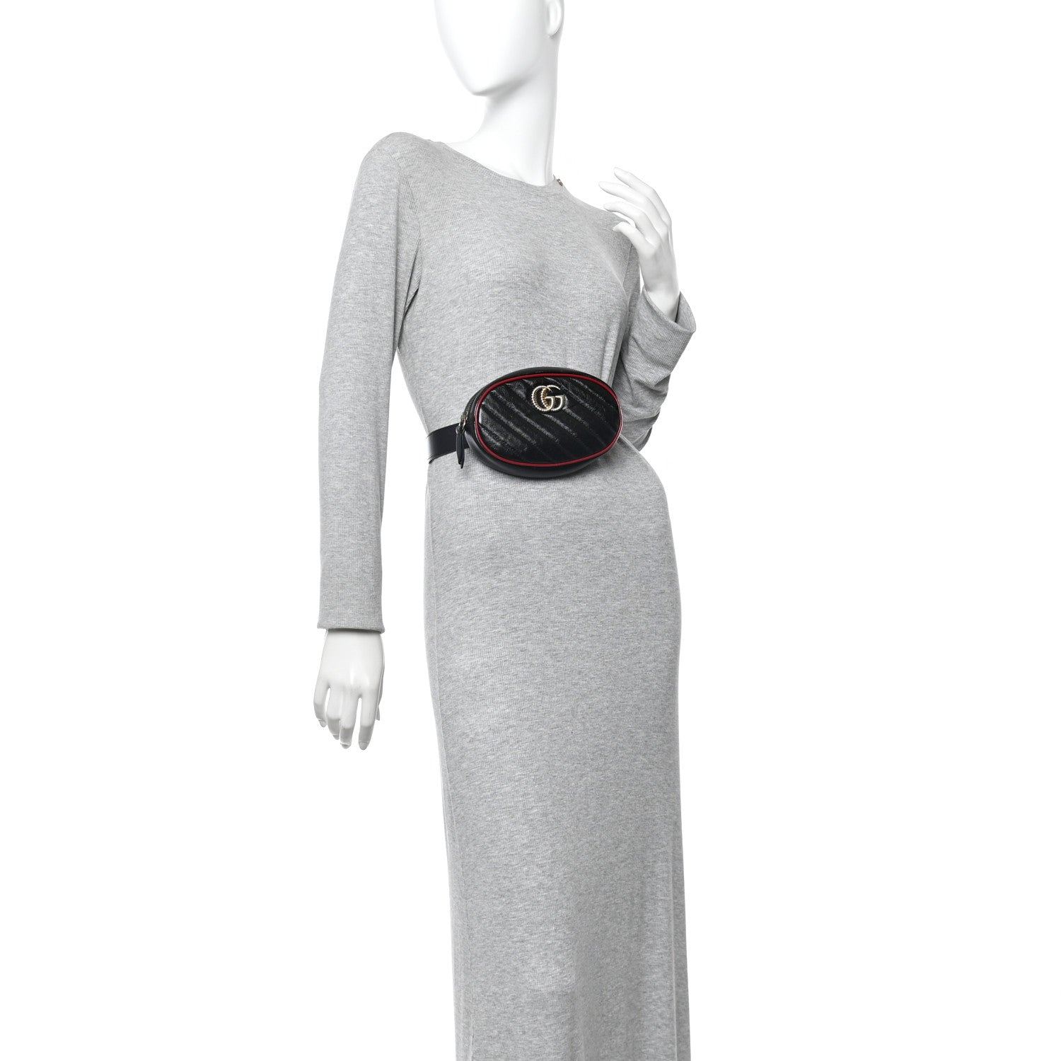 Azalea Calfskin Matelasse Diagonal Torchon GG Marmont Belt Bag 85 34 Black Romantic Cerise