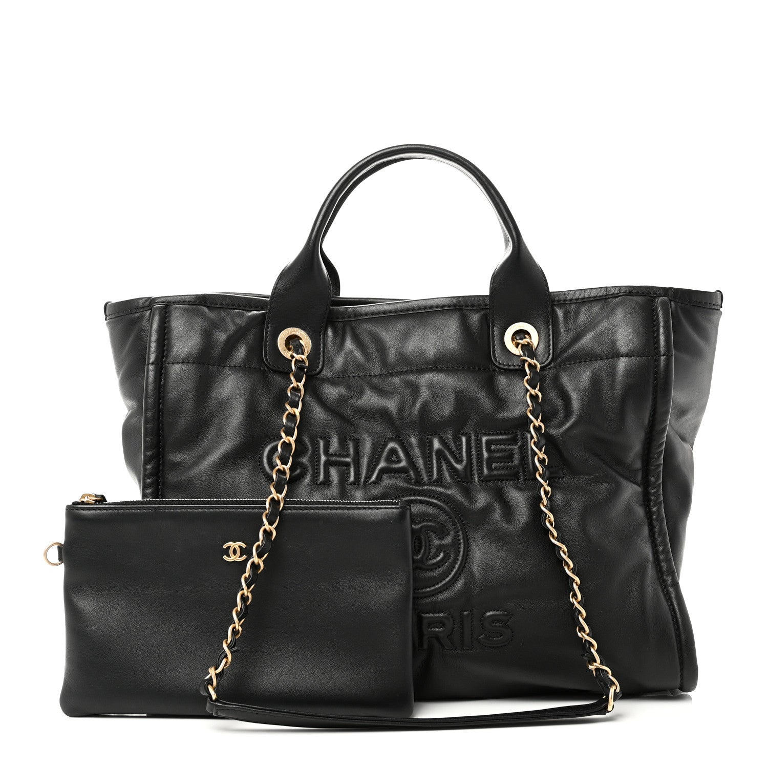 Calfskin Small Deauville Tote Black