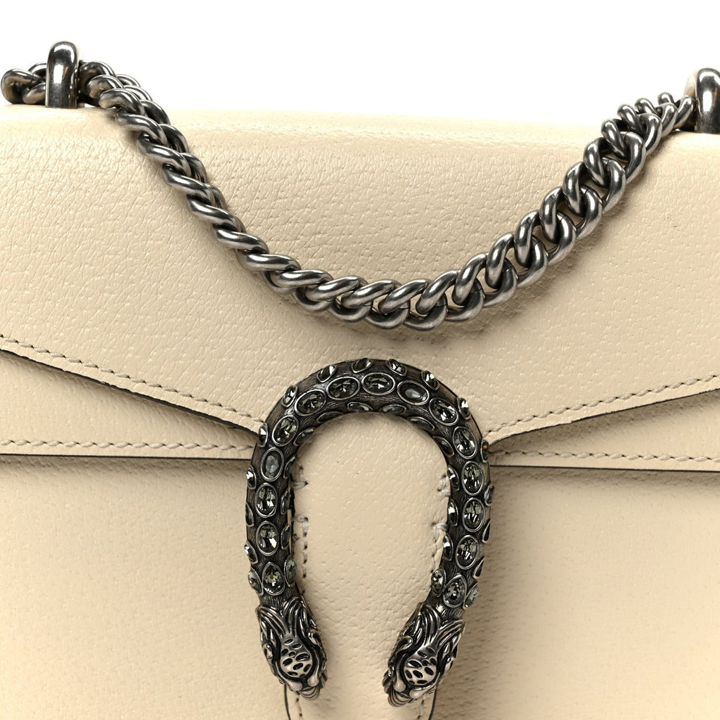 Textured Calfskin Crystal Mini Dionysus Shoulder Bag Mystic White