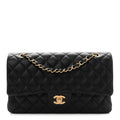 Lambskin Quilted Medium Double Flap Black