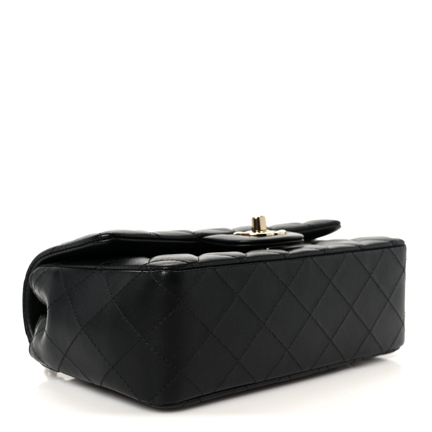 Lambskin Quilted Mini Rectangular Flap Black