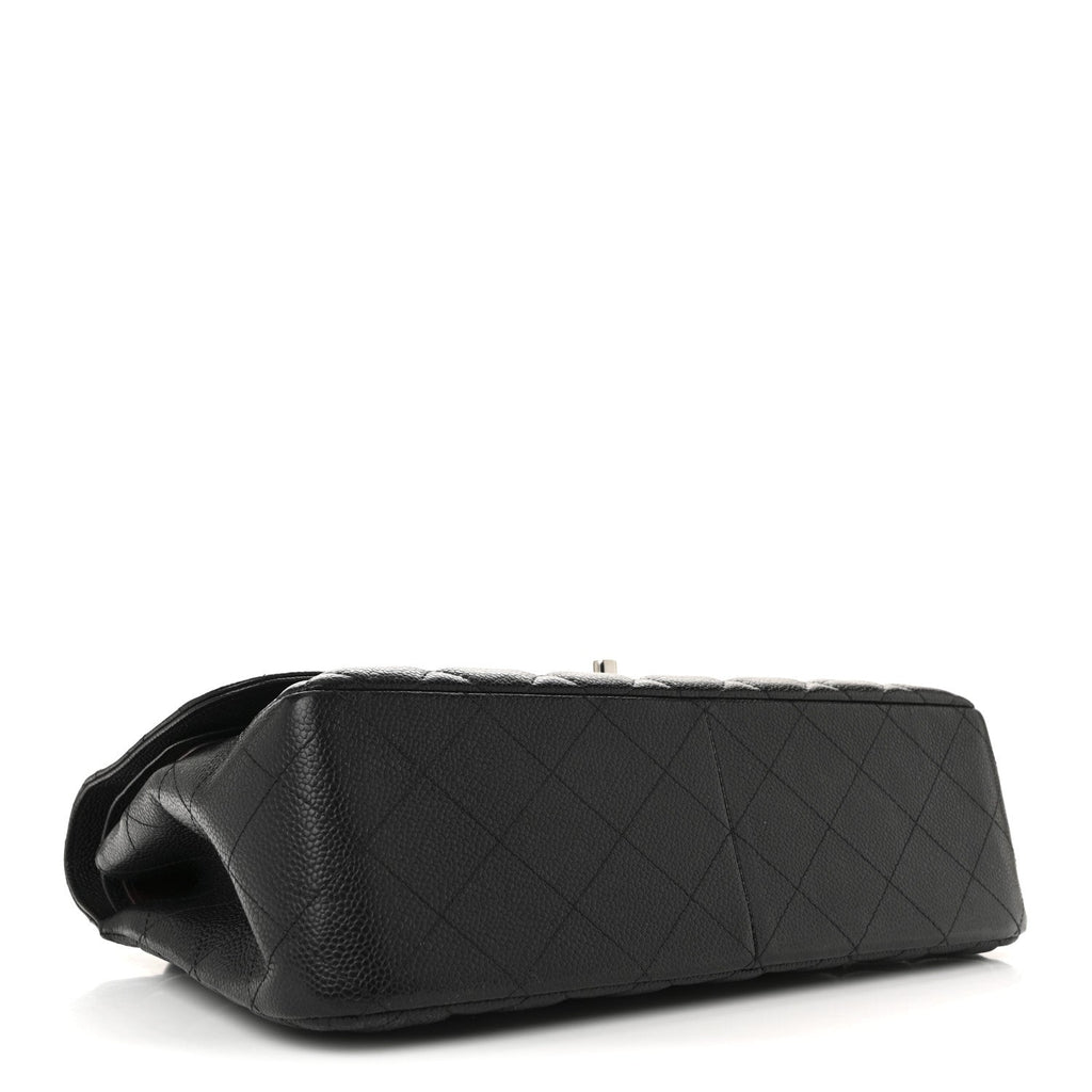 Caviar Quilted Jumbo Double Flap Black