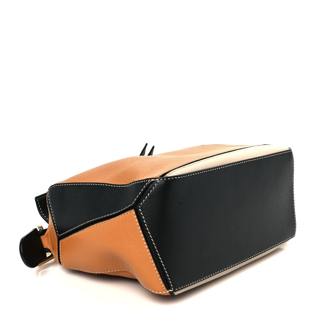Calfskin Small Puzzle Bag Amber Light Oat Black