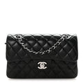 Lambskin Quilted Small Double Flap Black