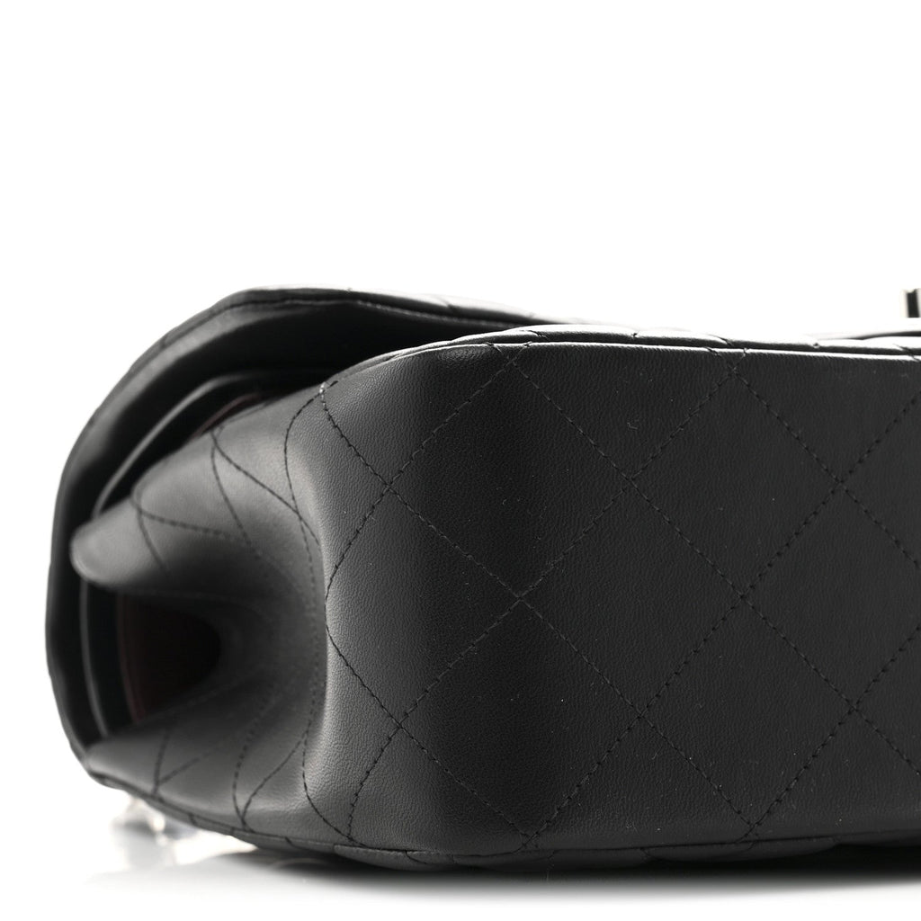 Lambskin Quilted Jumbo Double Flap Black