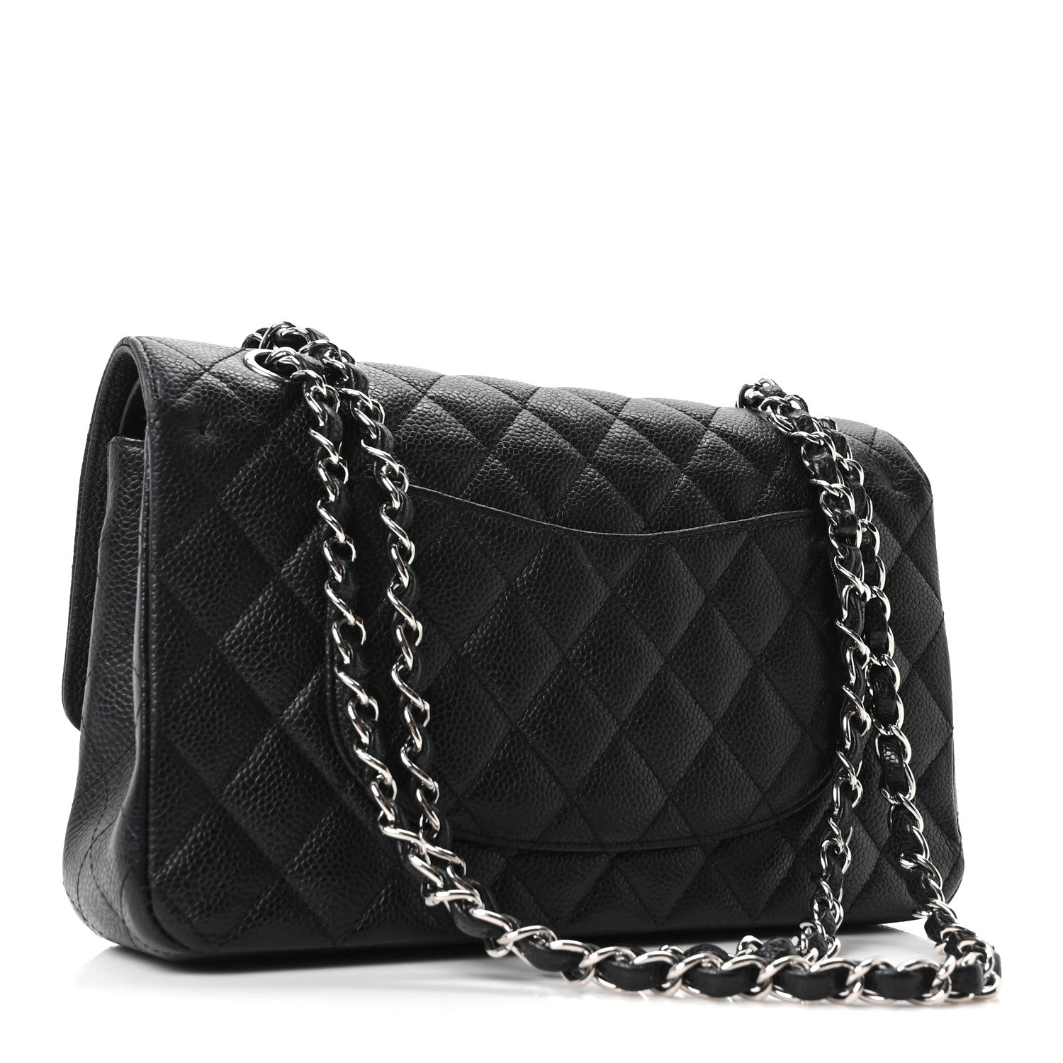 Caviar Quilted Medium Double Flap Black