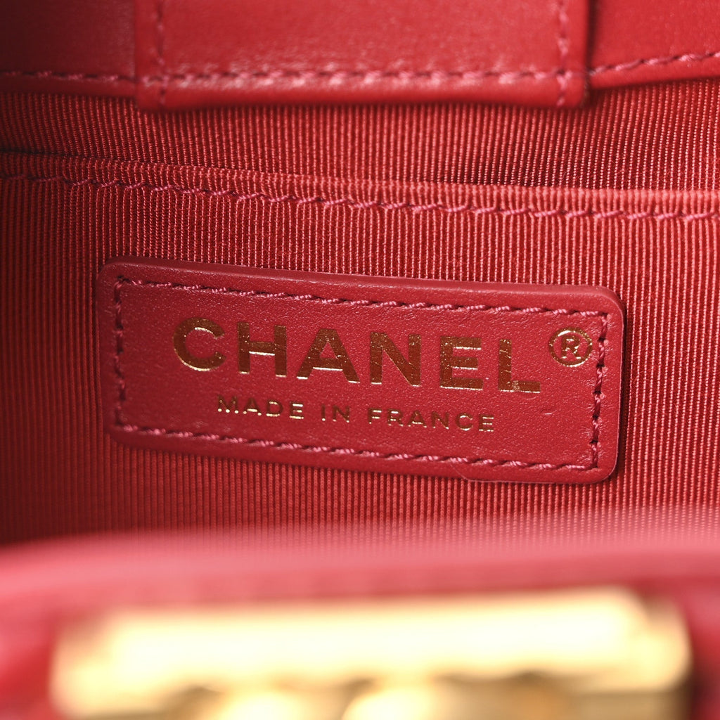 Calfskin Quilted Boy Bucket Bag Red