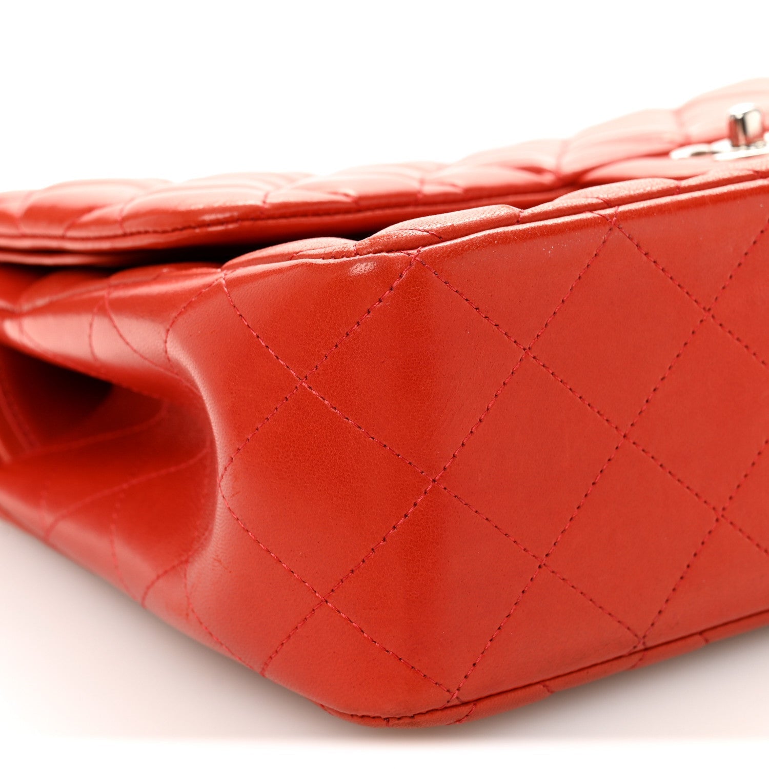 Lambskin Quilted Jumbo Double Flap Red