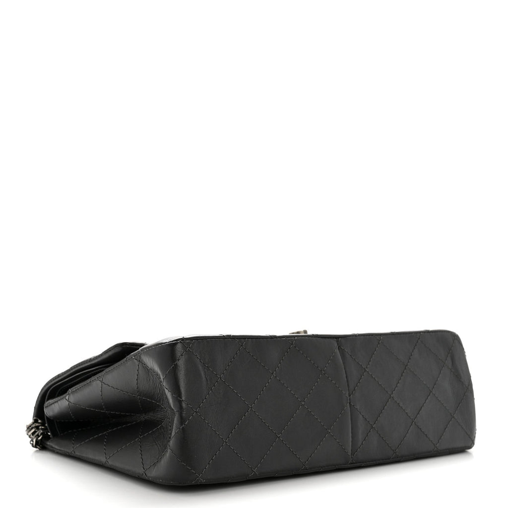 Aged Calfskin Quilted 2.55 Reissue 227 Flap Dark Grey
