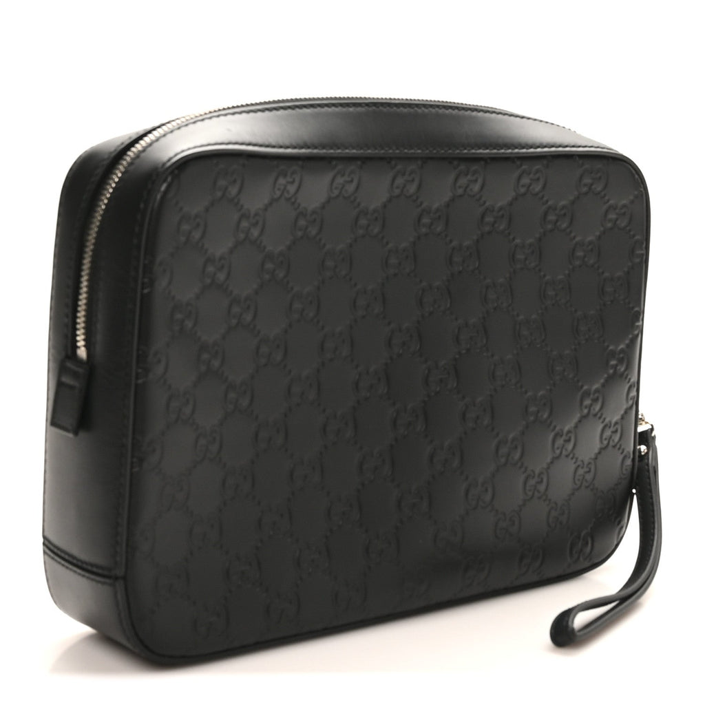 Guccissima Zip Pouch Wristlet Black