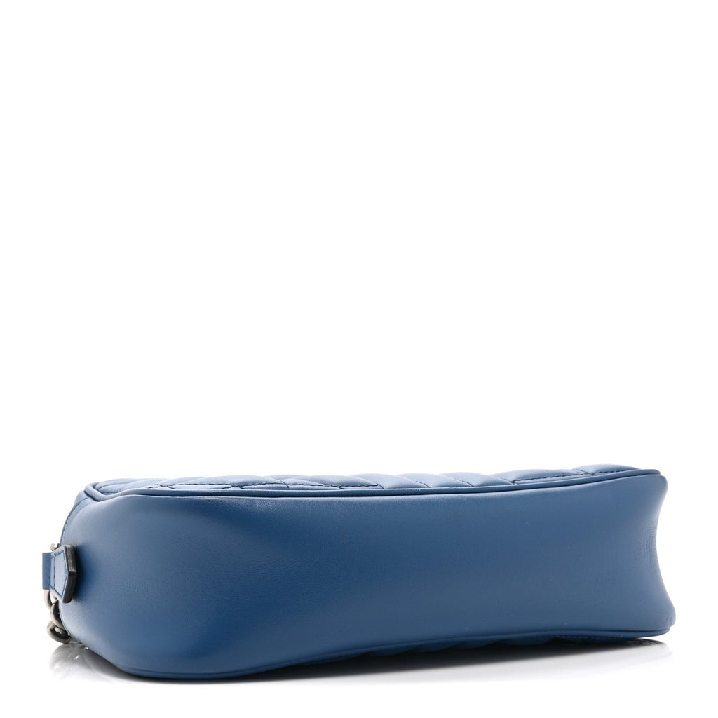 Calfskin Matelasse Aria Small GG Marmont Chain Shoulder Bag Clear Blue