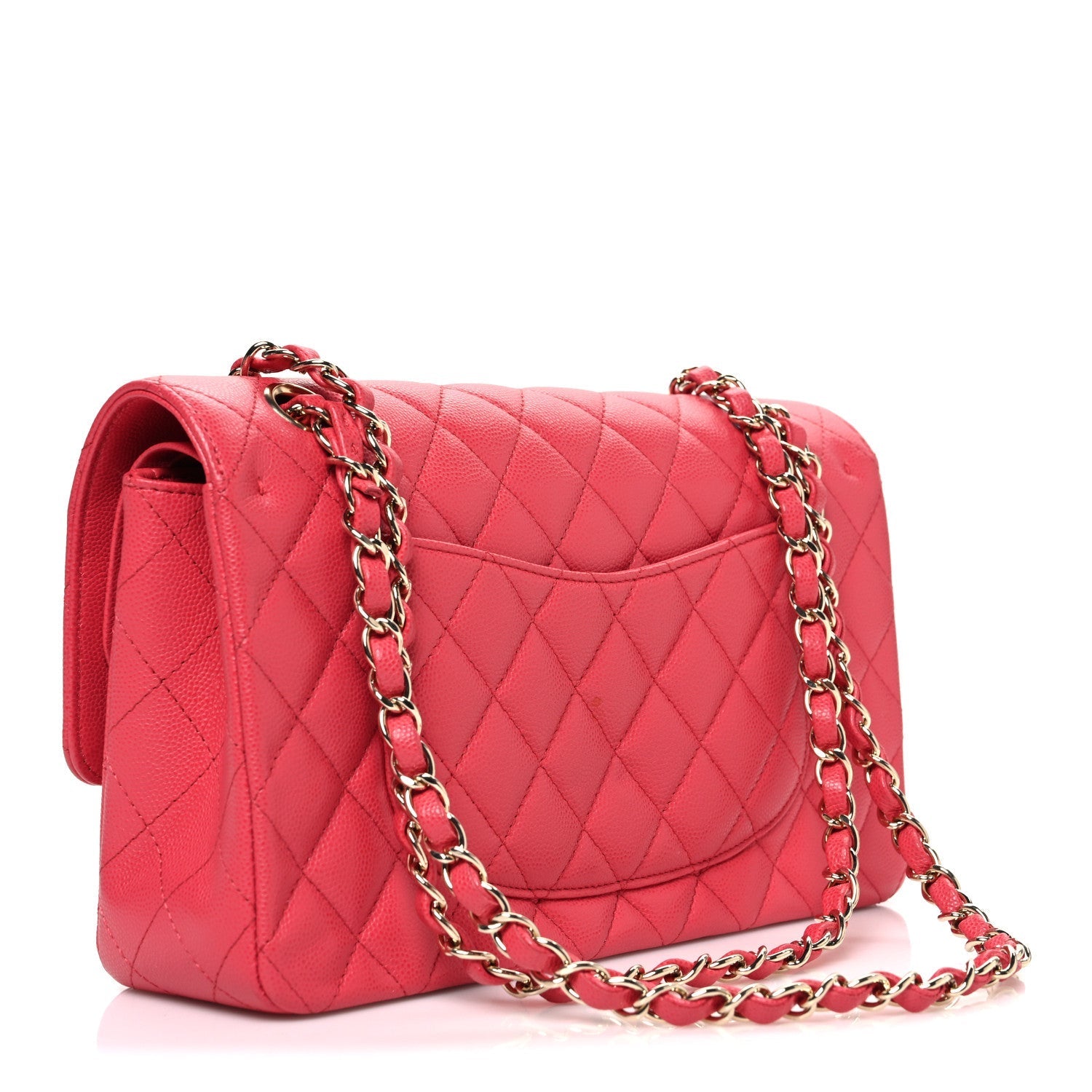 Caviar Quilted Medium Double Flap Pink