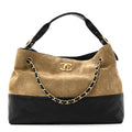 Suede Calfskin Shiny Lambskin Quilted Small Coco Base Shopping Bag Beige Black