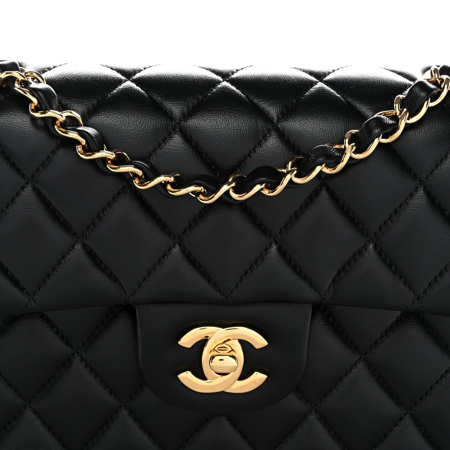 Lambskin Quilted Small Double Flap Black