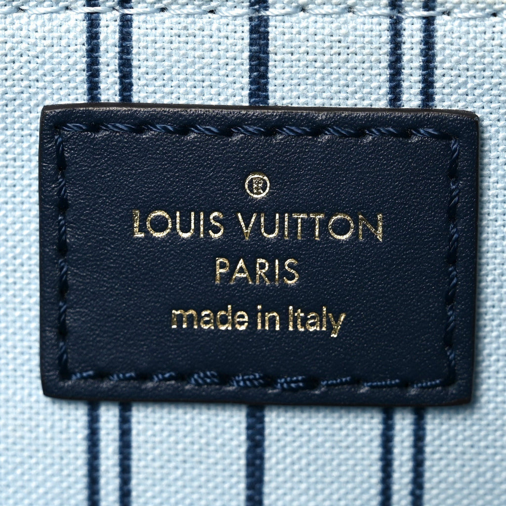 Raffia Calfskin Monogram Giant Onthego MM Blue