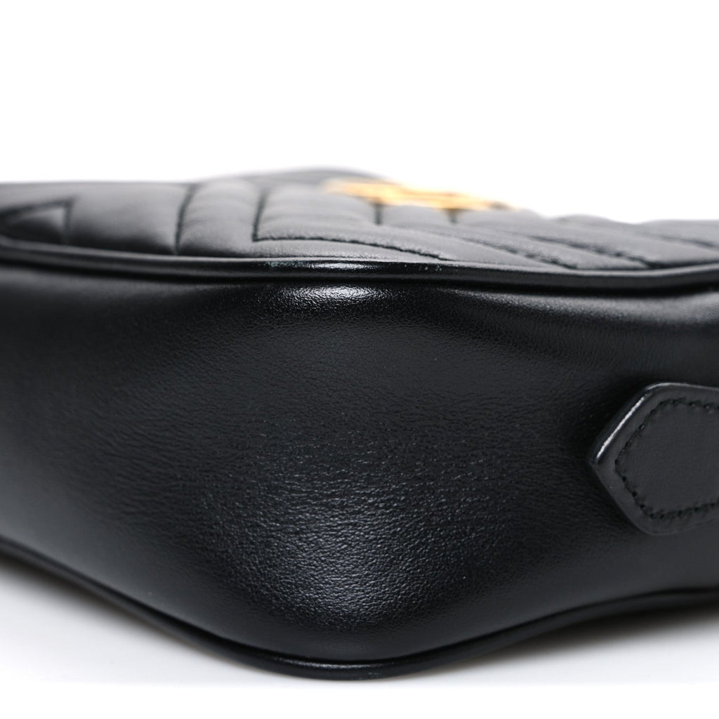 Calfskin Matelasse Mini GG Marmont Chain Shoulder Bag Black