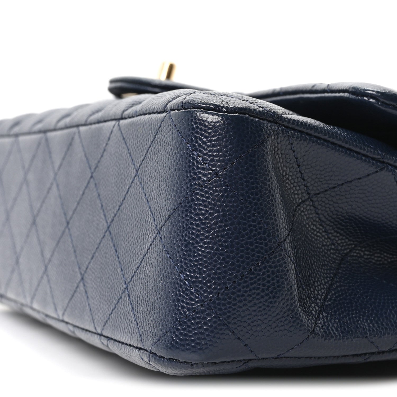 Caviar Quilted Medium Double Flap Navy