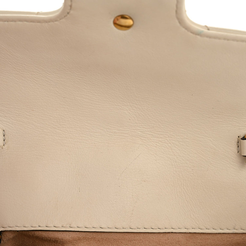 Calfskin Matelasse Super Mini GG Marmont Shoulder Bag White