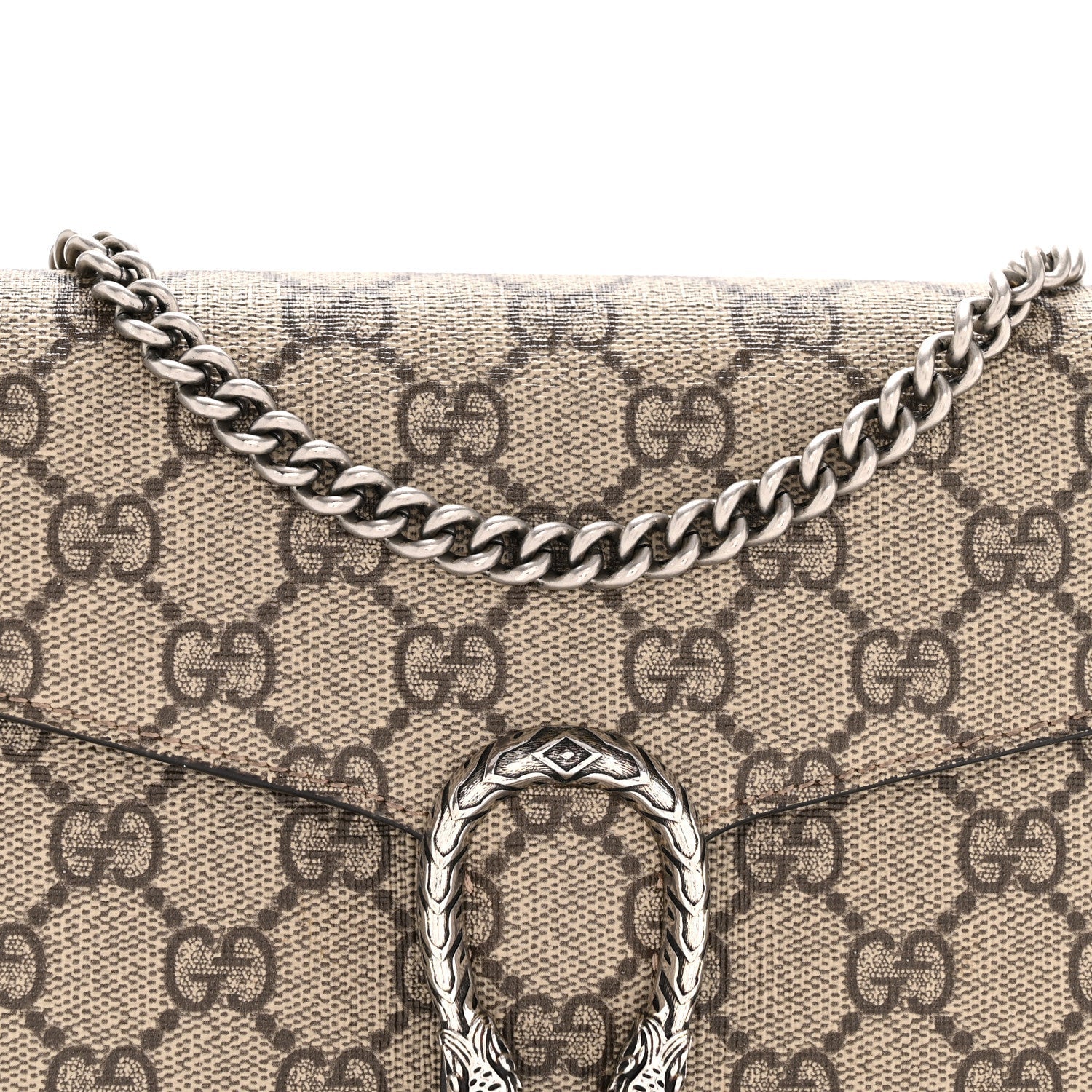 GG Supreme Monogram Mini Dionysus Chain Wallet Beige Taupe