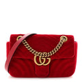 Velvet Matelasse Mini GG Marmont Shoulder Bag Hibiscus Red