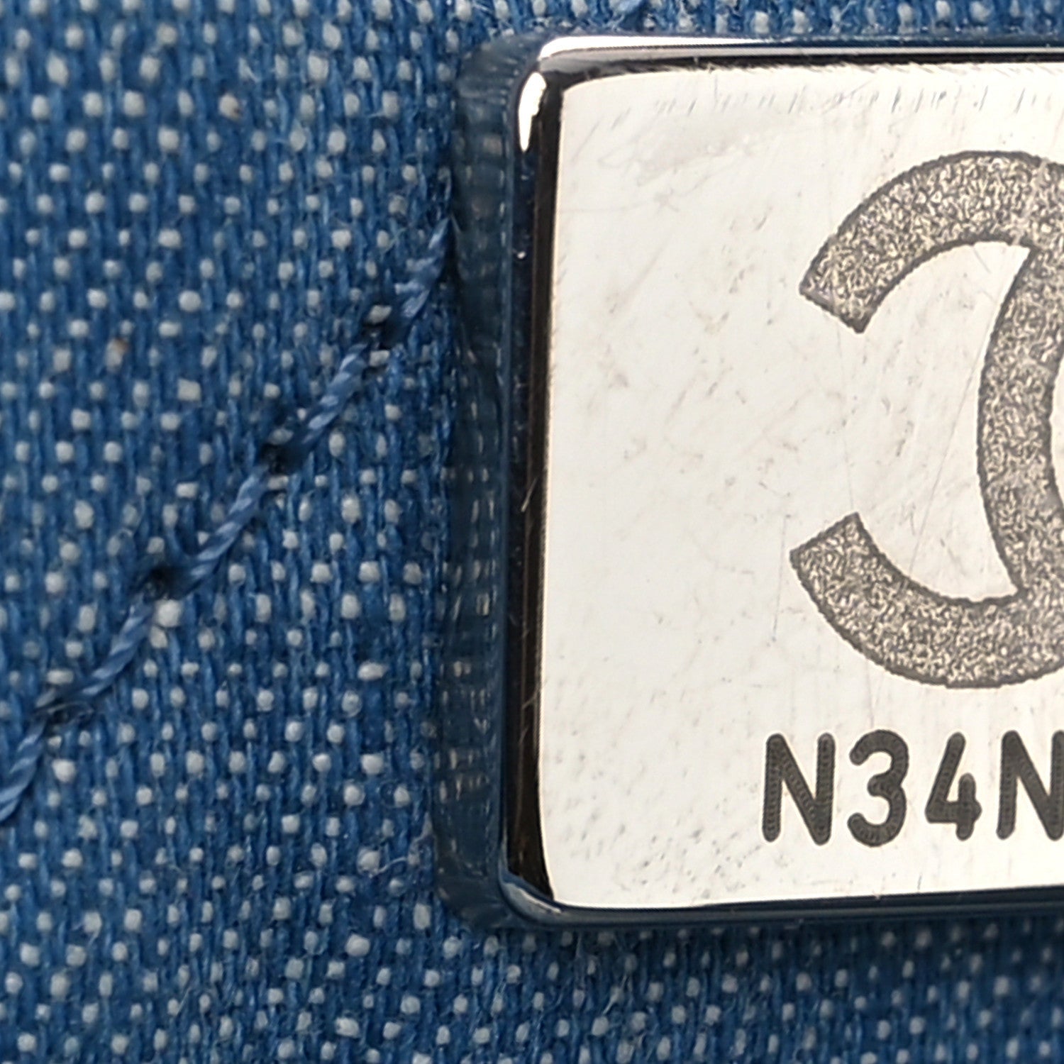Denim Quilted Chanel 22 Backpack Blue