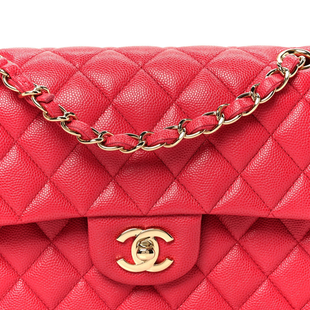 Caviar Quilted Small Double Flap Dark Pink