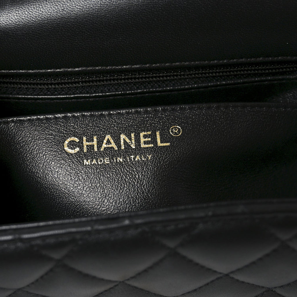 Lambskin Quilted Mini Square Flap Black