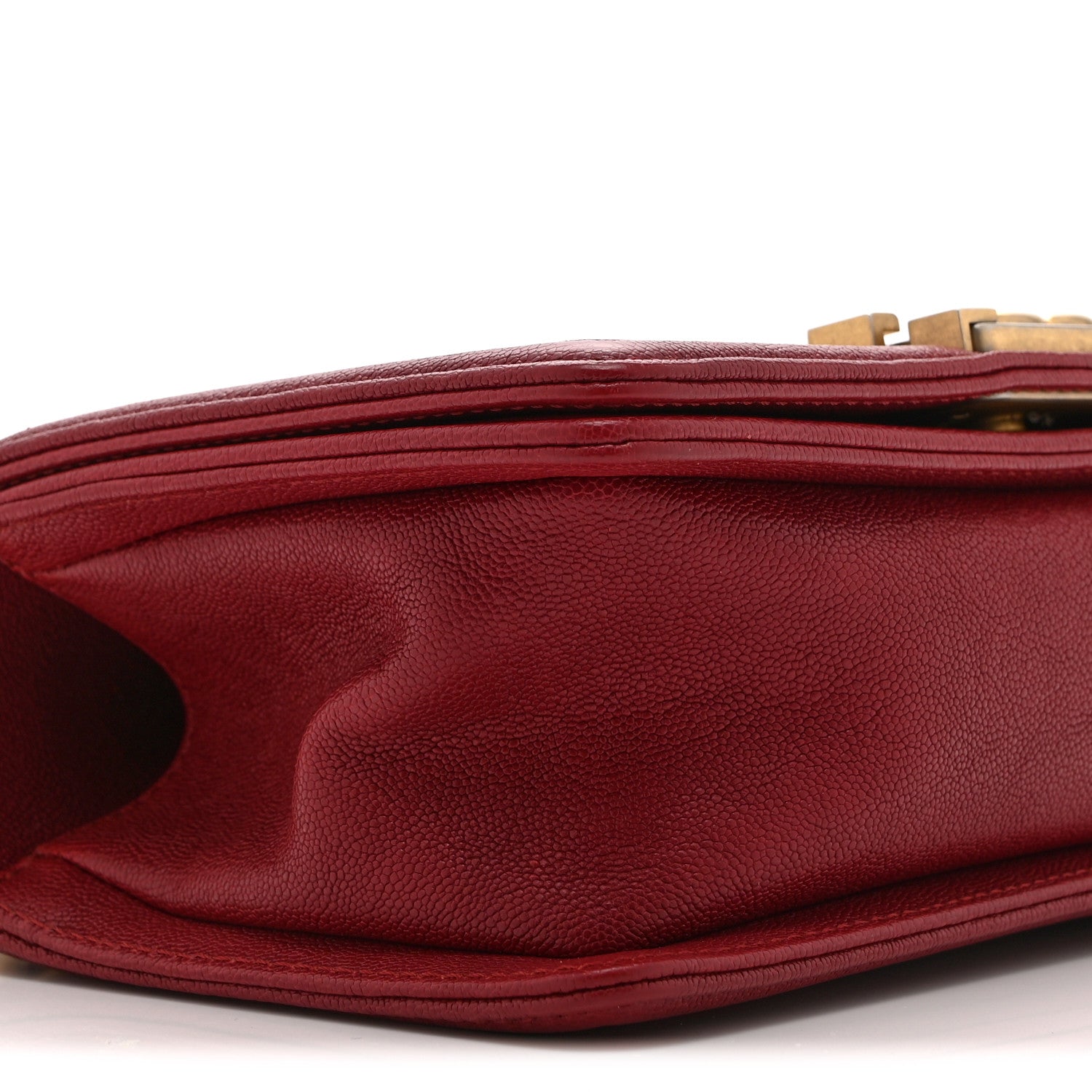 Caviar Chevron Quilted Small Boy Flap Dark Red