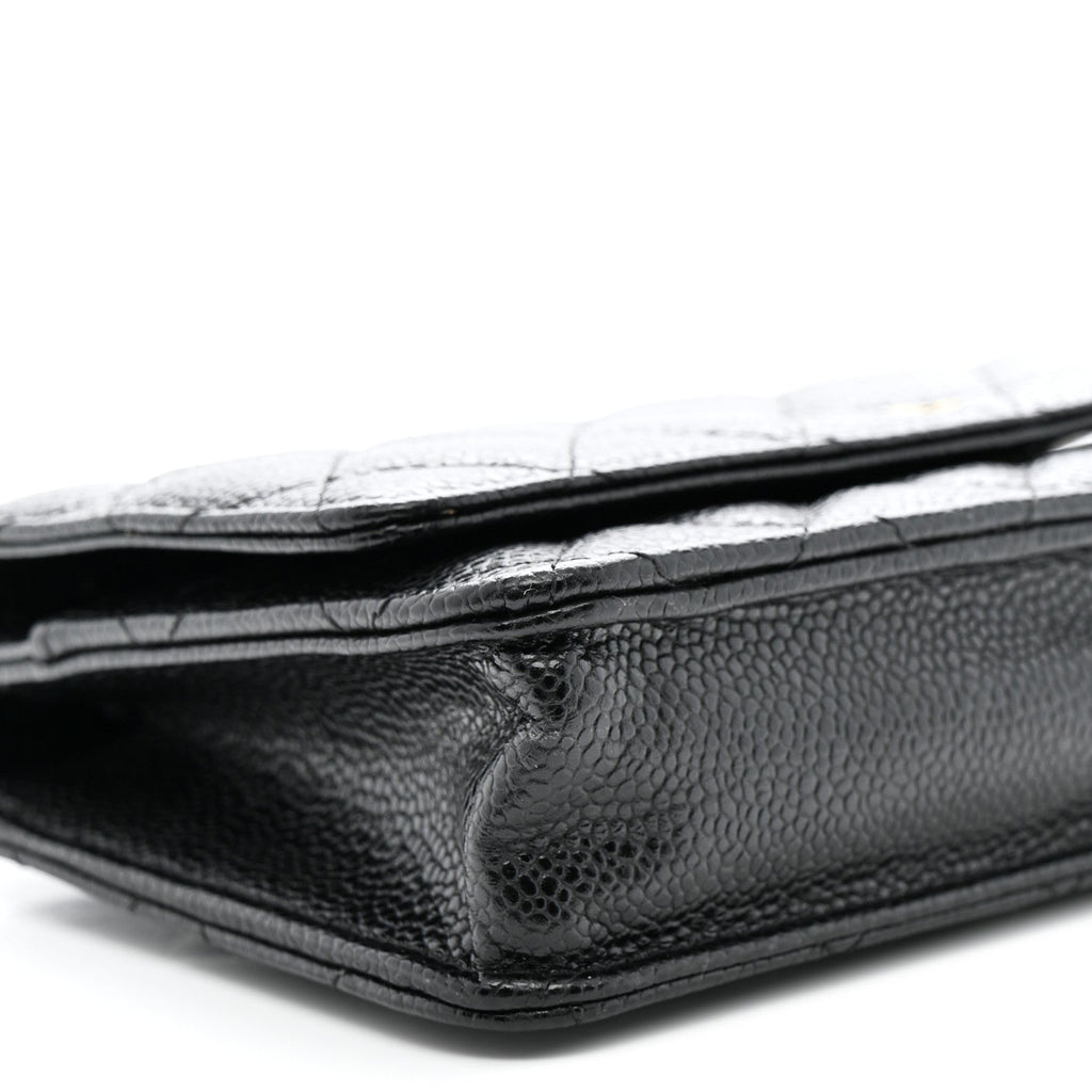 Caviar Quilted Wallet on Chain WOC Black