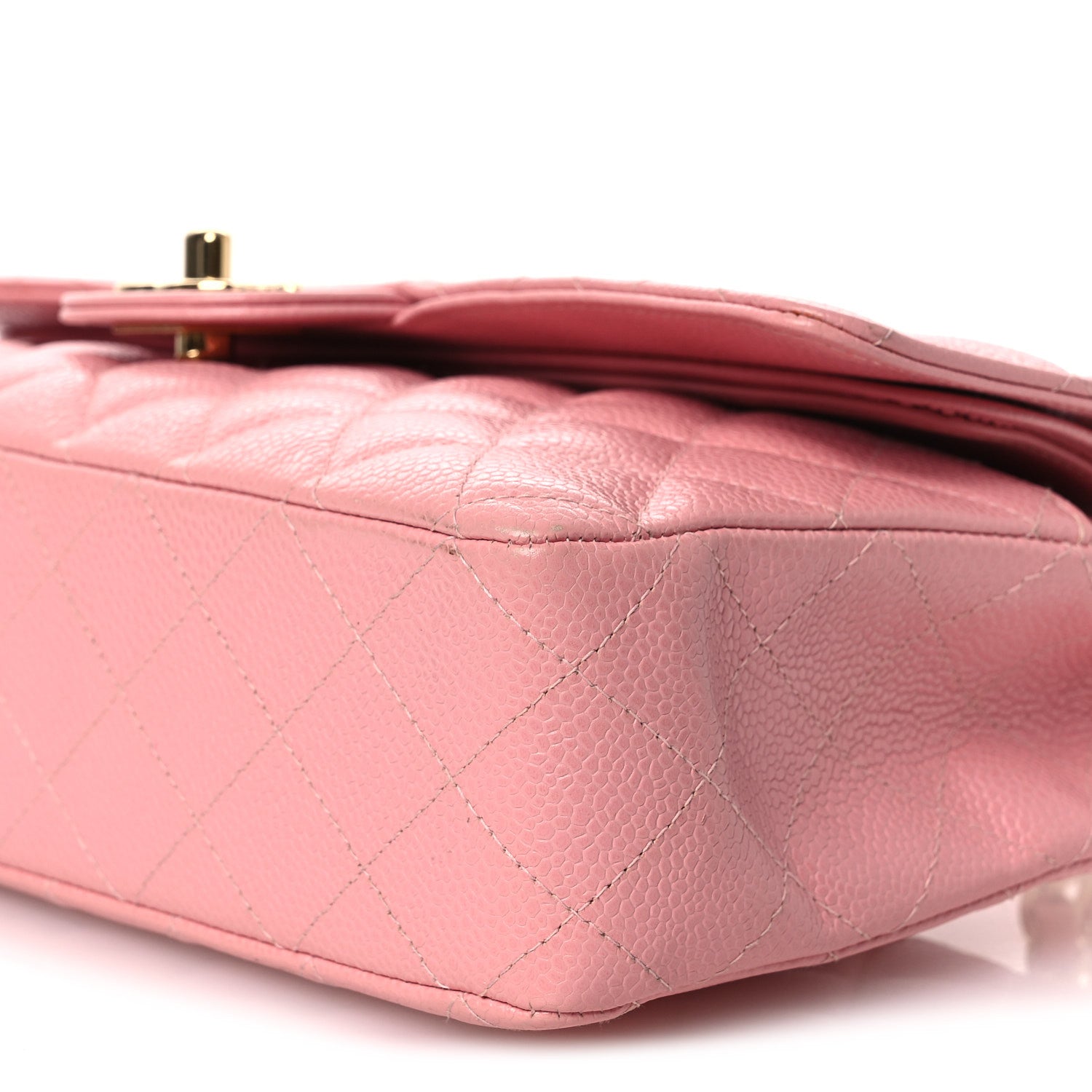 Caviar Quilted Medium Double Flap Pink