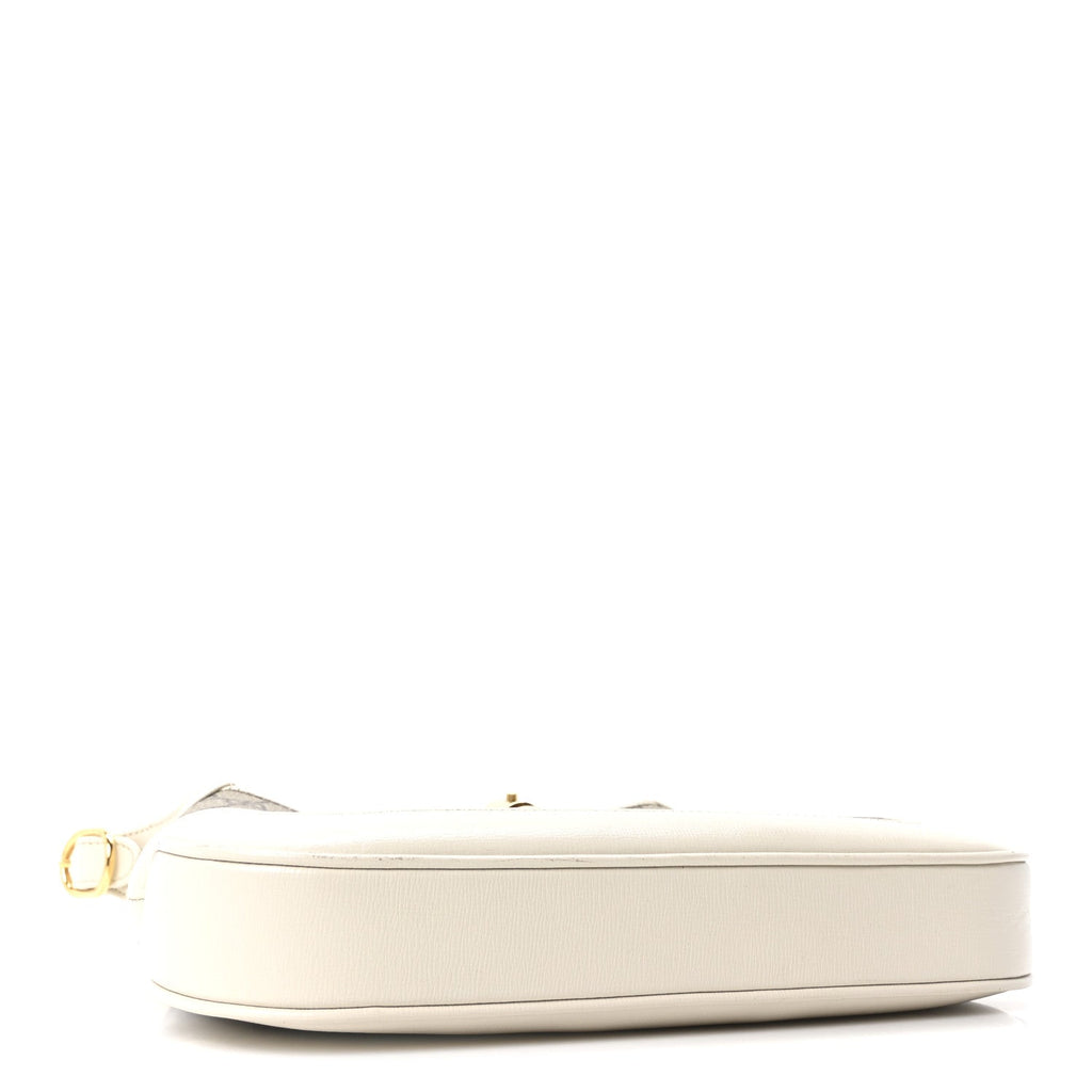 GG Supreme Monogram Azalea Calfskin Web Small Jackie 1961 Hobo Beige Ebony Mystic White