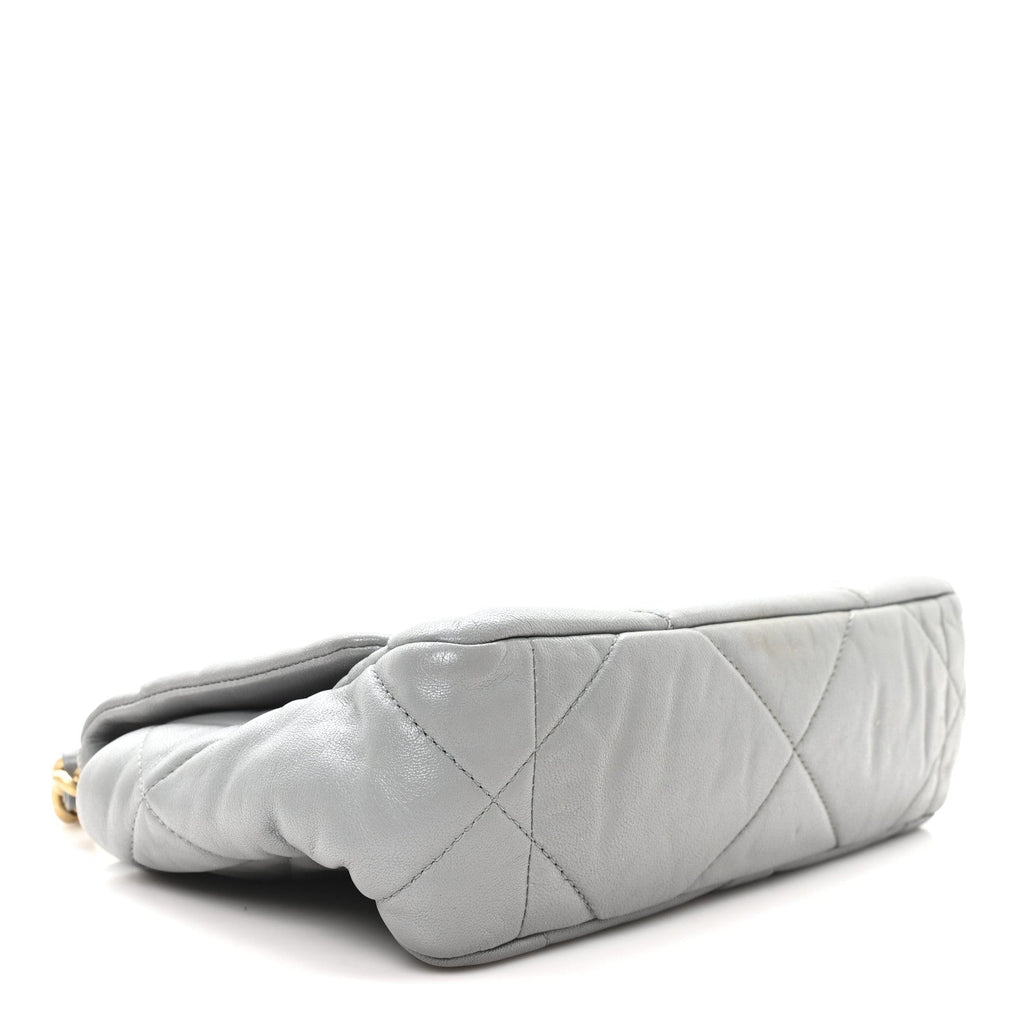Goatskin Quilted Medium Chanel 19 Flap Grey
