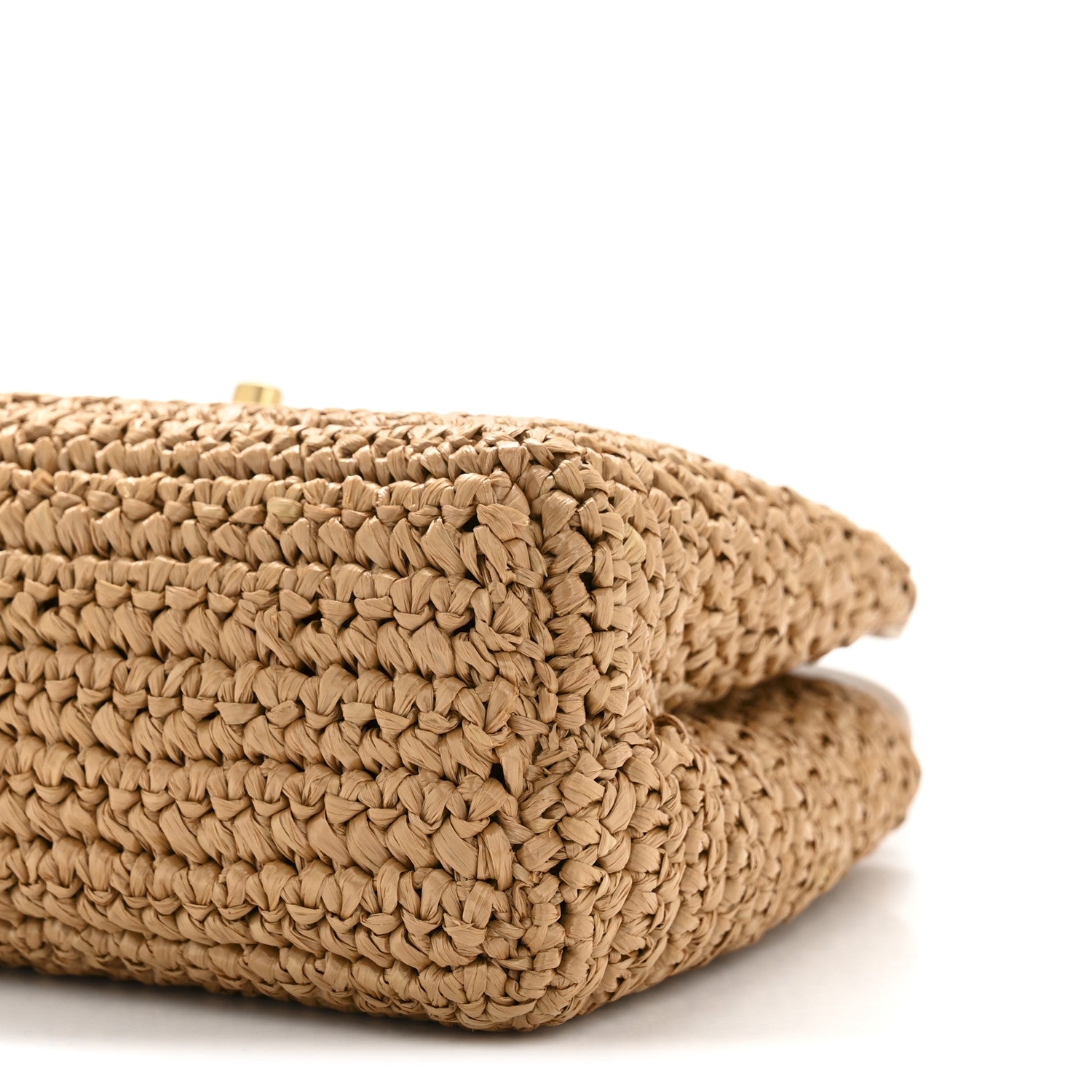 Braided Raffia Nano Kelly Flap Bag Dark Beige