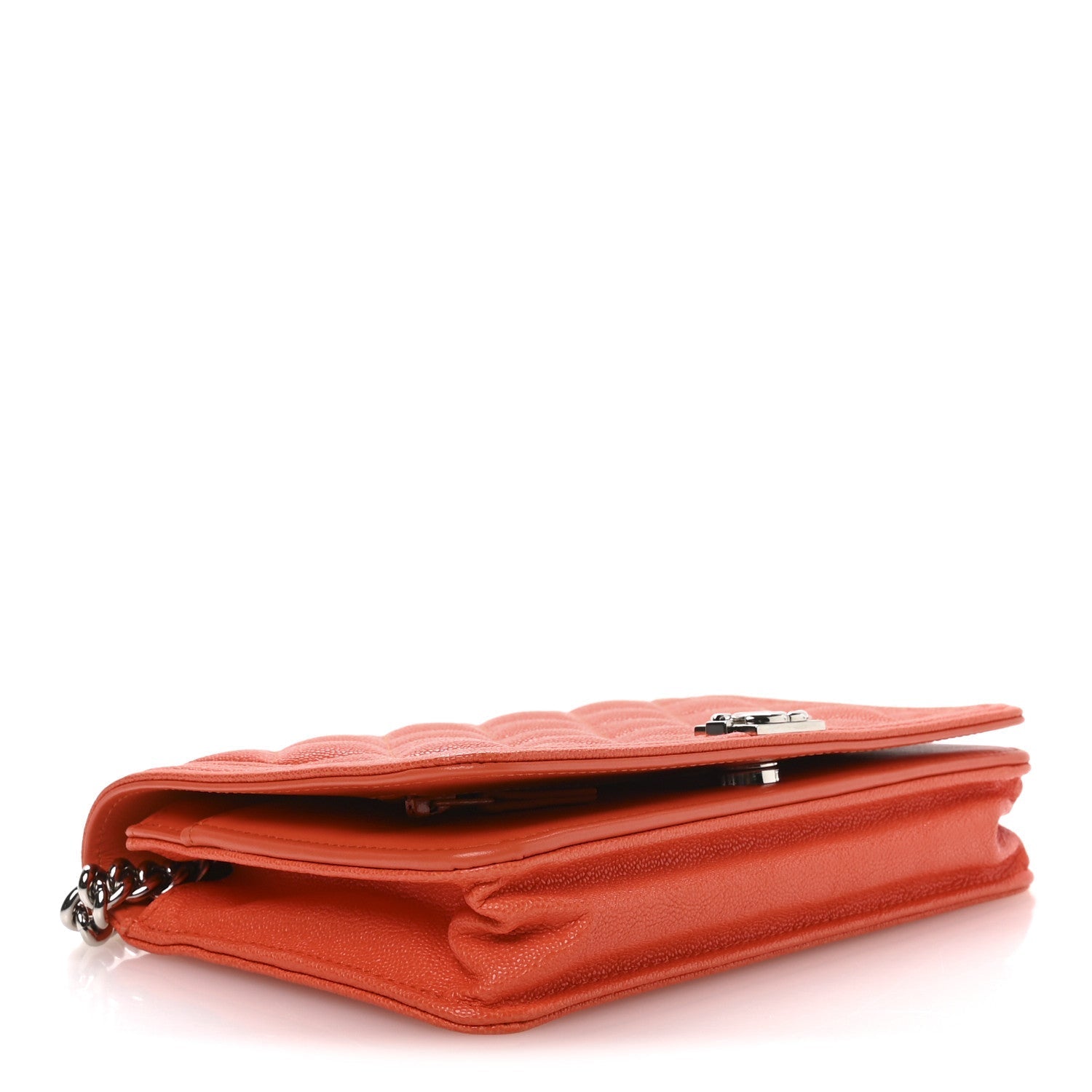 Caviar Quilted Boy Wallet On Chain WOC Orange