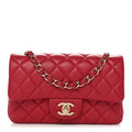 Lambskin Quilted Mini Rectangular Flap Dark Pink